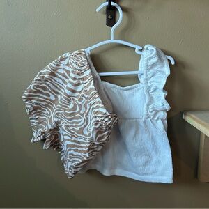 Carter’s White Ruffled Top and Zebra Print Shorts Set